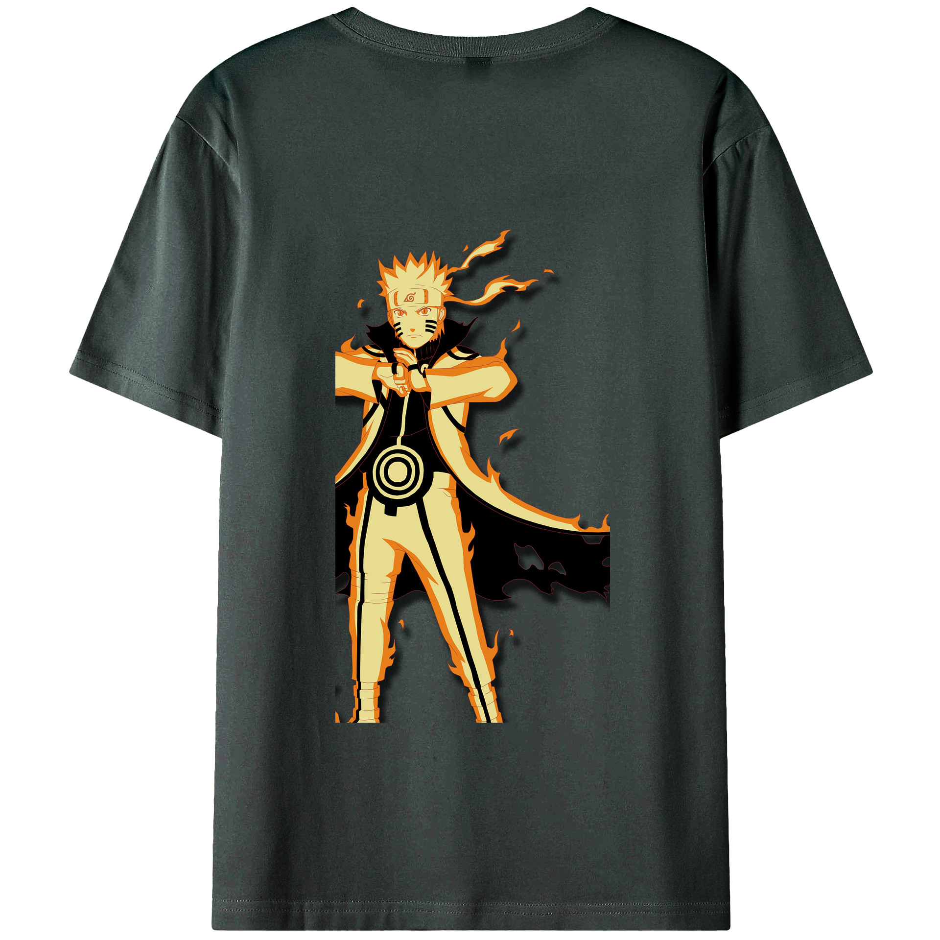 （画像用） NARUTO -ナルト- うずまき ナルト Uzumaki Naruto 綿100％ メンズ半袖Tシャツ（バックプリント） 通気性